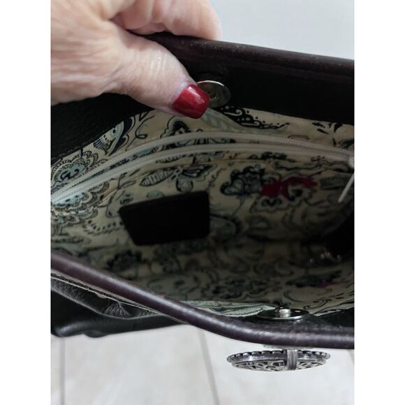 Brighton Vintage Black Pebble Brown Croc Leather Peyton Shoulder Bag 12 X 9 - Picture 13 of 14